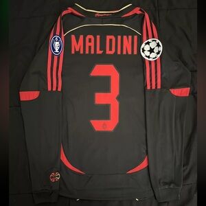Maldini #3 AC Milan Longsleeve S-XL Retro Jersey Third Black 2006 UCL